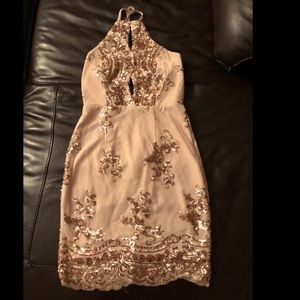 Rose gold sequin dress